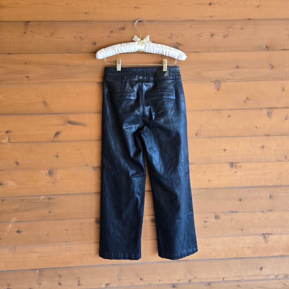Anthropologie x Paige Nellie Coated Jean NWOT 2 Black High Rise Cropped Wide Leg - Picture 5 of 6